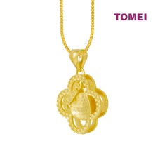 TOMEI Heart in a Clover Pendant, Yellow Gold 999 (5G-P-001)