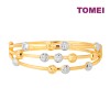 TOMEI Three Rows Laser Balls Bangle, Yellow Gold 916 (9L-SG3630A-2C)