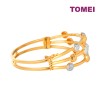 TOMEI Three Rows Laser Balls Bangle, Yellow Gold 916 (9L-SG3630A-2C)