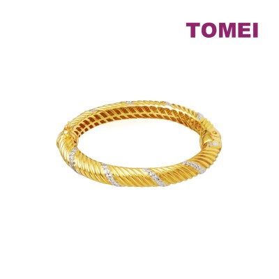 TOMEI Dual-Tone Bangle, Yellow Gold 916 (9L-SG6202-2C)