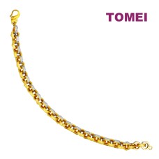 TOMEI Dual-Tone Hexagon Linked Bracelet, Yellow Gold 916 (9M-B6713S-2C)