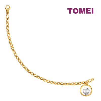 TOMEI Heart in a Circle Bracelet, Yellow Gold 916 (9M-B6909-2C)