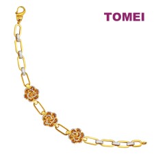 TOMEI Dual-Tone Blooming Flower Bracelet, Yellow Gold 916 (9M-B6982-2C)