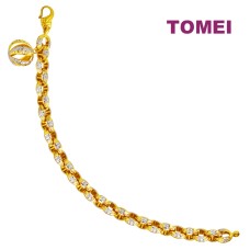 TOMEI Dual-Tone Twinkling Ball Bracelet, Yellow Gold 916 (9M-B6988L-2C)