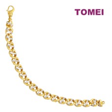 TOMEI Dual-Tone Spiral Bracelet, Yellow Gold 916 (9M-B7000L-2C)