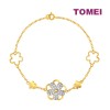 TOMEI Diamond Cut Collection Spinning Flower Bracelet, Yellow Gold 916 (9M-YG1466B-2C )