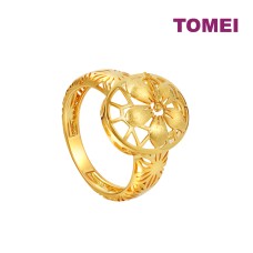 TOMEI Sri Puteri Collection Hibiscus Ring, Yellow Gold 916 (9O-YG1037R-1C)