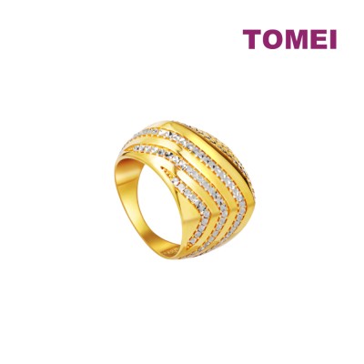 TOMEI Lusso Italia Dual-Tone Wave Inspired Ring, Yellow Gold 916 (AR207433-2C-12)