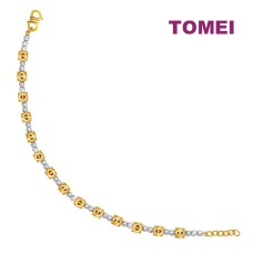 TOMEI Dual-Tone Hexagon Ball Bracelet, Yellow Gold 916 (BB3735-2C)