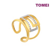 TOMEI Diamond Cut Collection Geometrical Ring, Yellow Gold 916 (DC-YG0966R-2C-16)