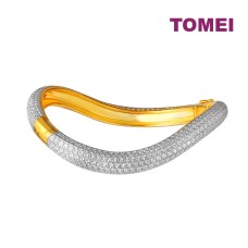 TOMEI Diamond Cut Collection Wavy Bangle, Yellow Gold 916 (DC-YG1528B-2C)