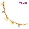 TOMEI Lusso Italia Dual-Tone Heart Bracelet, Yellow Gold 916 (IM-B22HL0566-2C)