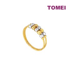 TOMEI Dual-Tone Double String Beads Ring, Yellow Gold 916 (RR3231-C-2R2C)