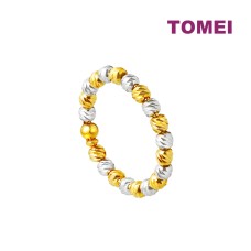 TOMEI Dual-Tone Full Circle Beads Ring, Yellow Gold 916 (RR830-1R2C)