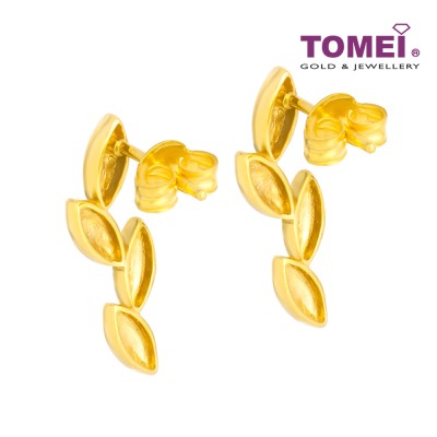 TOMEI Leaf Earrings, Yellow Gold 916 (WS-YG1277E-1C)