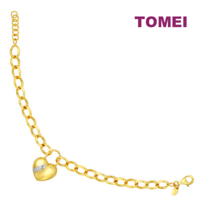 TOMEI Dual-Tone Love Lock Bracelet, Yellow Gold 916 ( 9M-BL295-S-2C )