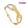 TOMEI Dual-Tone Knotted Bangle, Yellow Gold 916 (9L-YG1436B-2C)