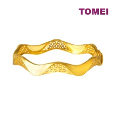 TOMEI Sri Puteri Collection Wavy Bangle, Yellow Gold 916 (9L-YG1507B-1C)