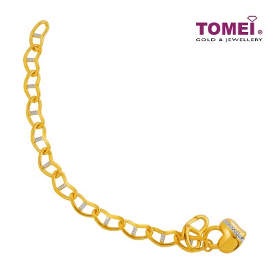 TOMEI Dual-Tone Heart Trace Bracelet, Yellow Gold 916 (9M-B6466-2C)