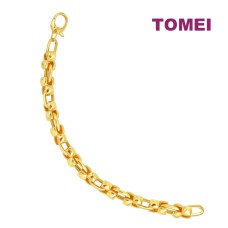 TOMEI Cube-Linked Bracelet, Yellow Gold 916 (9M-BR3810-1C)