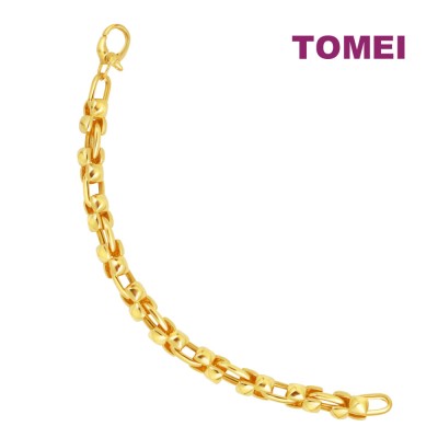 TOMEI Cube-Linked Bracelet, Yellow Gold 916 (9M-BR3810-1C)