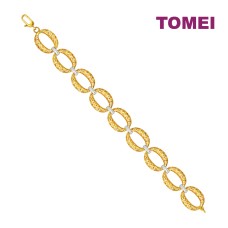 TOMEI Oval Flower Bracelet, Yellow Gold 916 (9M-YG1545B-2C)