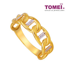 TOMEI Dual-Tone Knotted Ring, Yellow Gold 916 (9O-YG0812R-2C)