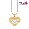 TOMEI Diamond Cut Collection Flowery Hearts Pendant, Yellow Gold 916 (9P-YG1025P-2C)