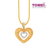 TOMEI Diamond Cut Collection Flowery Hearts Pendant, Yellow Gold 916 (9P-YG1025P-2C)