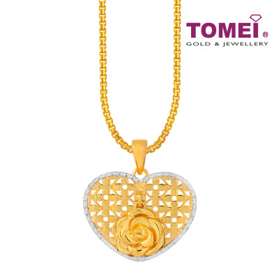 TOMEI Blooming From Heart Pendant, Yellow Gold 916 (9P-YG1027P-2C)