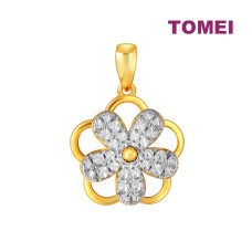 TOMEI Diamond Cut Collection Spinning Flower Pendant, Yellow Gold 916 (9P-YG1156P-2C)