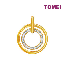 TOMEI Diamond Cut Collection Circular Pendant, Yellow Gold 916 (9P-YG1158P-2C)