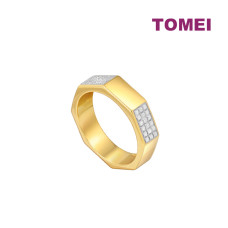 TOMEI Diamond Cut Collection Octagon Ring, Yellow Gold 916 (DC-YG0833R-2C)