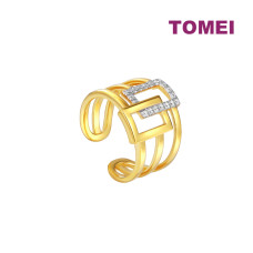 TOMEI Diamond Cut Collection Geometrical Ring, Yellow Gold 916 (DC-YG0965R-2C)