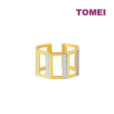 TOMEI Diamond Cut Collection Rectangle Wide Ring, Yellow Gold 916 (DC-YG0967R-2C)