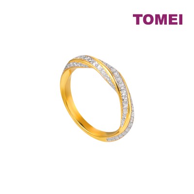 TOMEI Diamond Cut Collection Twist Ring, Yellow Gold 916 (DC-YG1015R-2C)