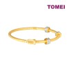 TOMEI Diamond Cut Collection Geometric Bead Bangle, Yellow Gold 916 (DC-YG1512B-2C)