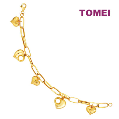 TOMEI Lusso Italia Dangling Love Bracelet, Yellow Gold 916 (IM-B22HL0597-1C)