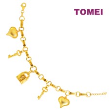 TOMEI Lusso Italia Love Lock Bracelet, Yellow Gold 916 (IM-B23WA1646-1C)