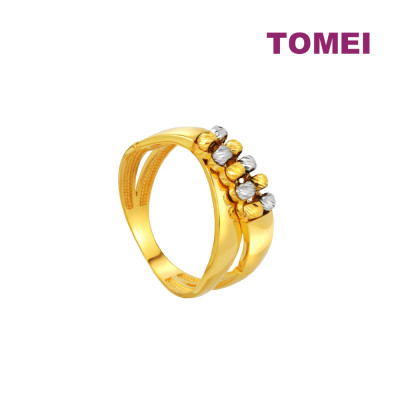 TOMEI Lusso Italia Dual-Tone Beads Ring, Yellow Gold 916 (IO-16-TY-7659-2C)